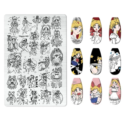 Popular Jingtian Nail Art Stamping | Dırnaq bəzəkləri - happy-045-with-back-plate