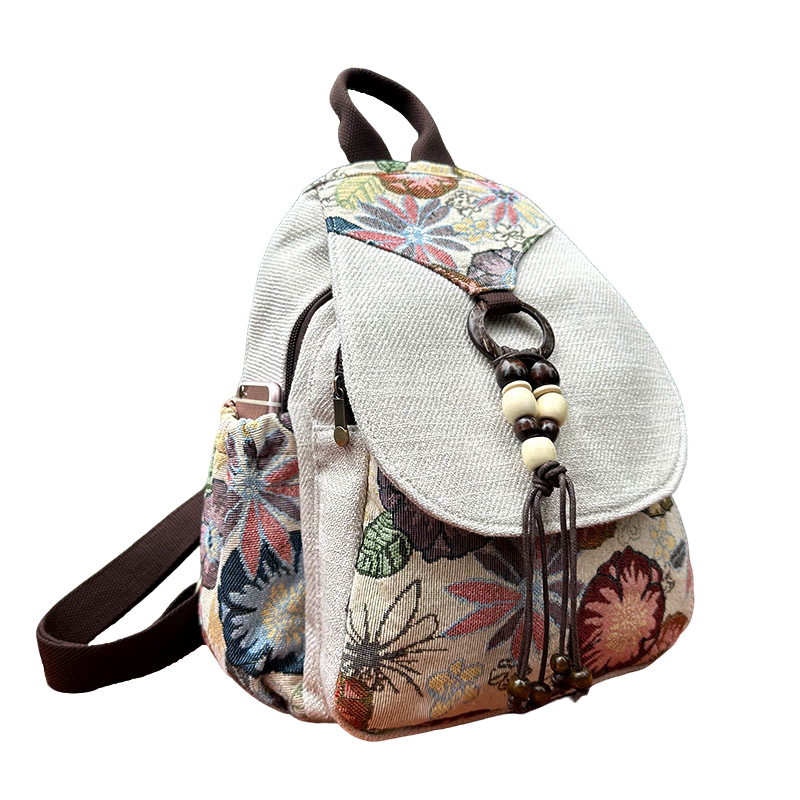 民族风百搭云南棉麻布包双肩女包清新淡雅时尚休闲轻便休闲小背包