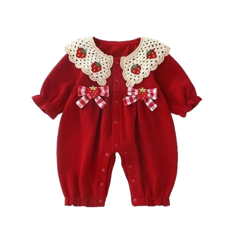 百天满月周岁礼服月龄外出爬服哈衣婴儿秋季衣服婴幼儿连体衣宝宝|undefined