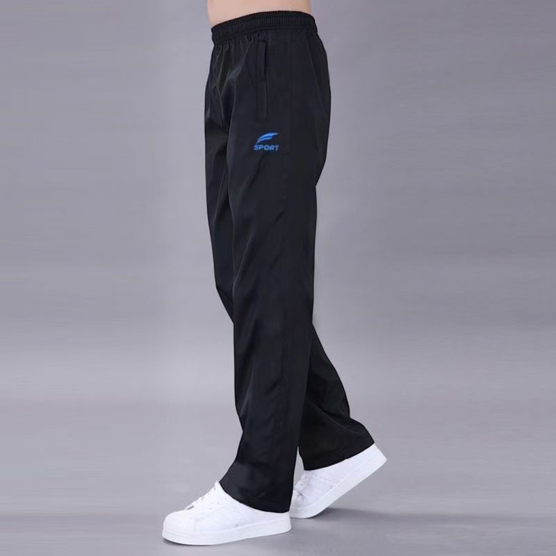 Summer New Casual Loose Sports Pants Men's Quick-drying Wear-resistant Polyester Cotton Long Pants Men's Breathable Running Men's Single Layer