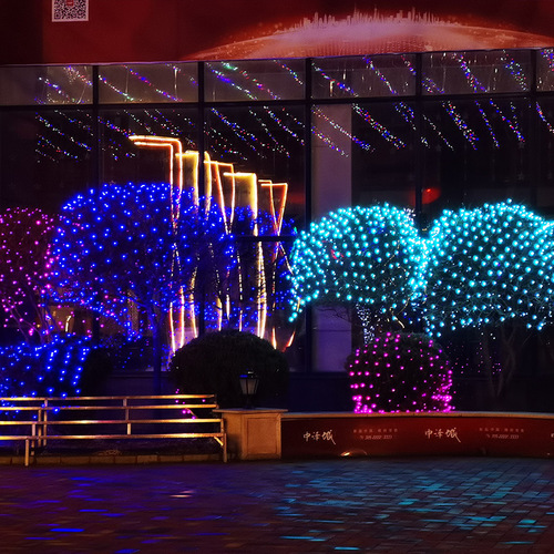 LED fishing net light starry ceiling decoration grid colored light flashing string light starry star light lawn tree light