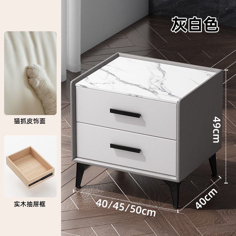 Mesa de cabezal de cama de madera sólida de corteza de roca simple gabinete de lado de la cama moderno pequeño gabinete de lujo pequeño almacenamiento dormitorio doméstico