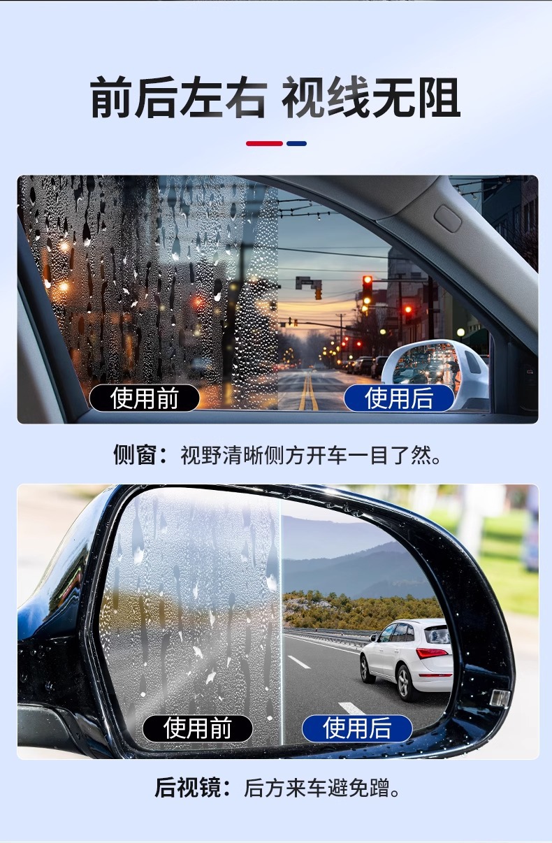 Rainproof spray for car windows, designed for S1 rearview mirrors, effectively prevents rain and fog, ensuring clear visibility on rainy days