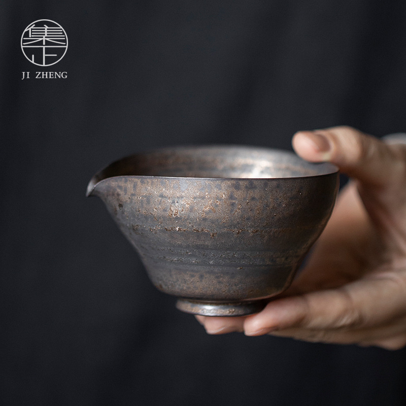 Retro Thin-body Tea Set,Fair Cup,Rust-glazed Ceramic,Japanese-style Retro Thin-body,High-temperature-resistant Tea Set,Gilded