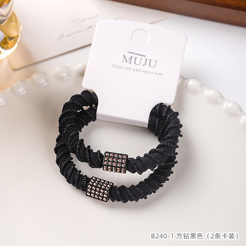 [Carga de tarjeta] sensación de alto nivel coreano de cabello de código de barras de moda de alta elasticidad de cabello anillo de cabello correa de cola de caballo