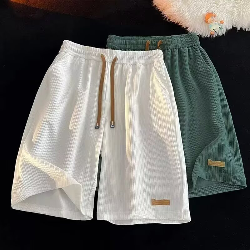 Men's Casual Shorts Ice Silk Summer Beach Quick-Dry Loose Plus-Size Five-Point Shorts Trendy Quick-Dry
