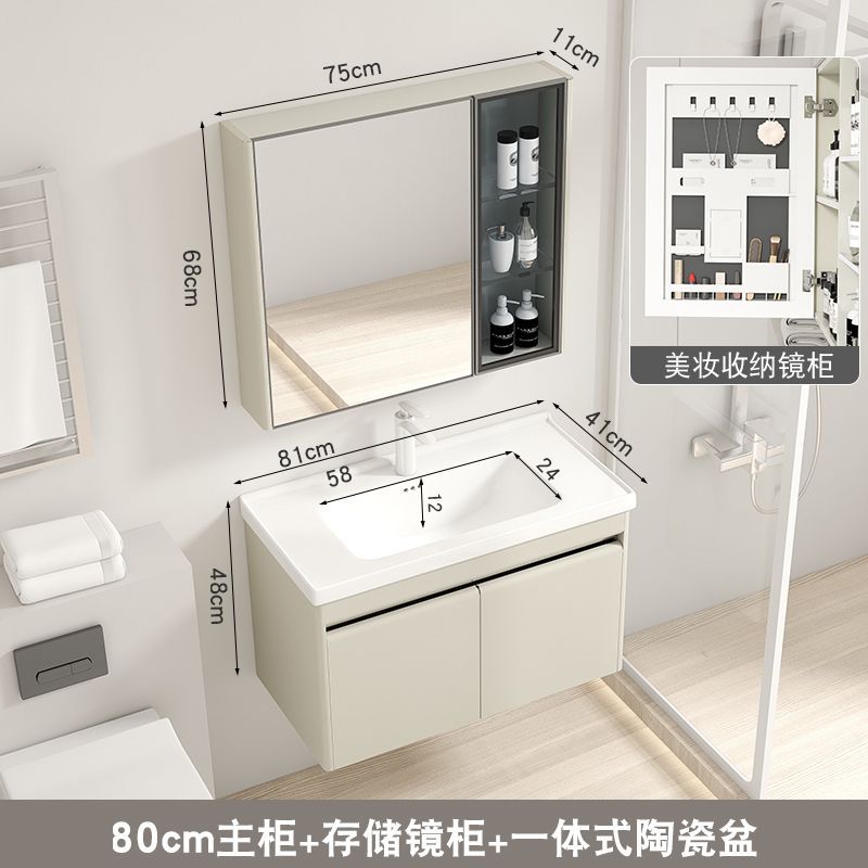 41 ancho de acero inoxidable gabinete de baño de cerámica cuenca integrada pequeño apartamento baño lavabo combinación