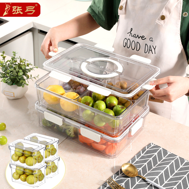 Refrigerador caja de almacenamiento de calidad alimentaria clasificación de frutas y verduras crisper 9-pieza portátil PET transparente cocina organización caja