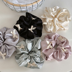 韓版絲光亮面布藝蝴蝶結髮圈日常百搭發繩頭飾高馬尾髮飾新款