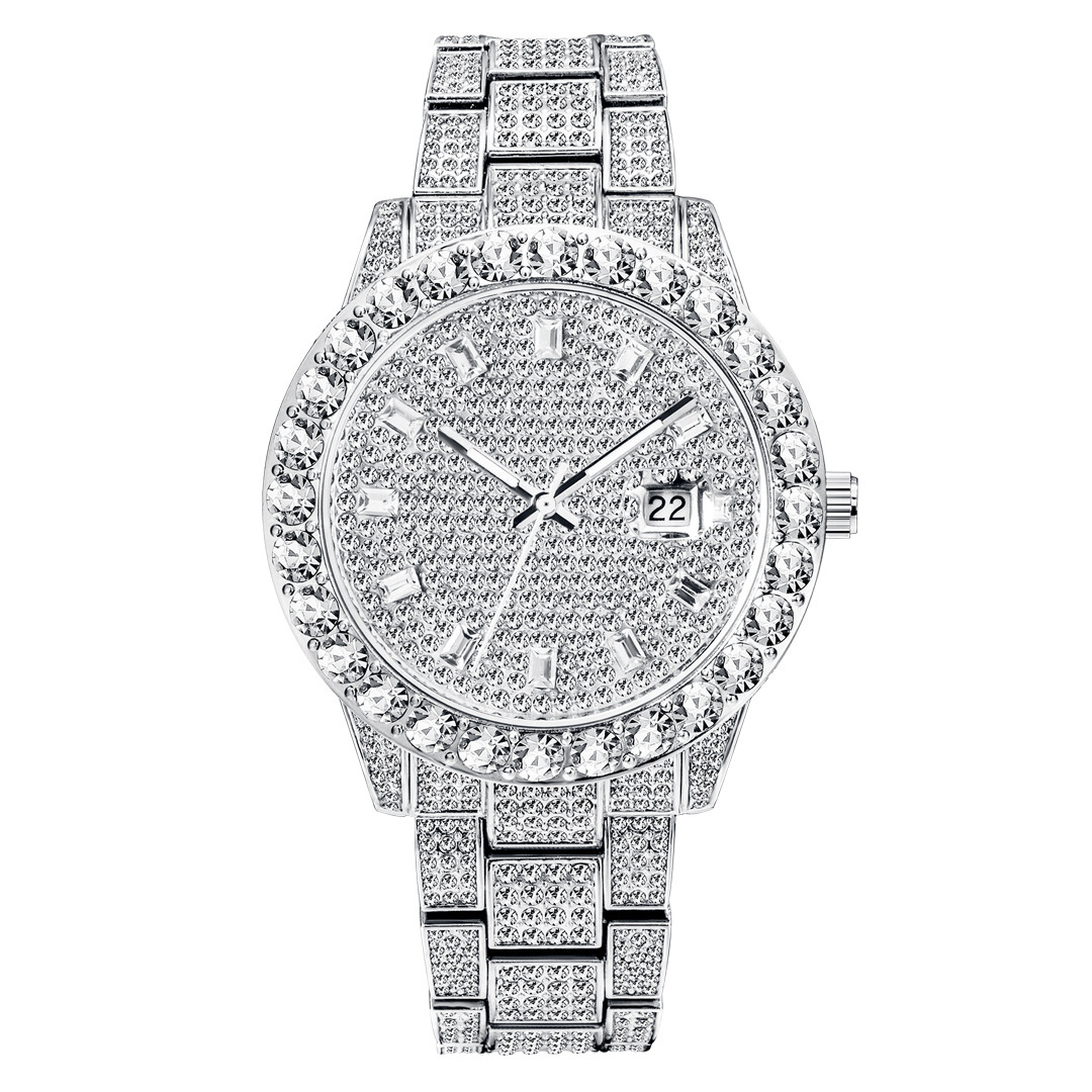 Orologio da uomo al quarzo con quadrante grande oro diamanti_voghion.com