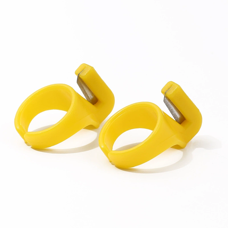 Желтый пластиковый кольцо наперстка секать устройство многоцелевой кольцо режет кольцо браслет шитье ножи для рыбалки палец