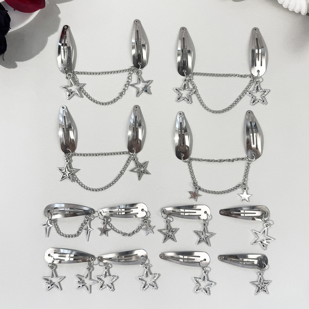Sweet Cool Style Spicy Girl Ins Five-Pointed Star Pendant Silver Bb Clip for Women Simple Versatile Personality Side Bangs Hair Accessory