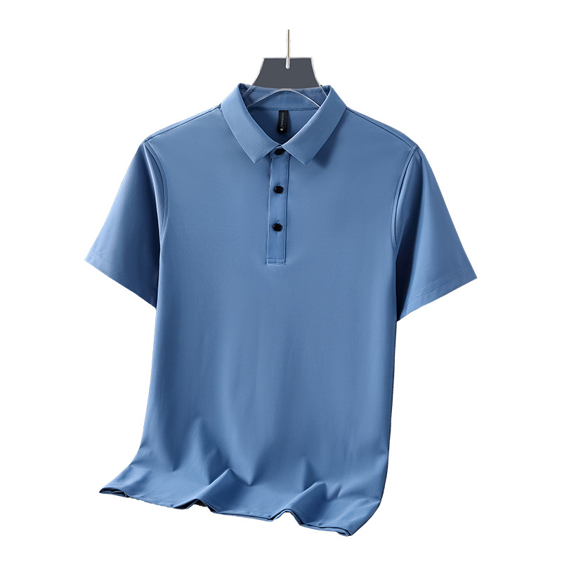 Camisa elástica de brocado de amoníaco cuello de secado rápido succión de sudor de verano ropa de trabajo de manga corta camisa polo personalizada