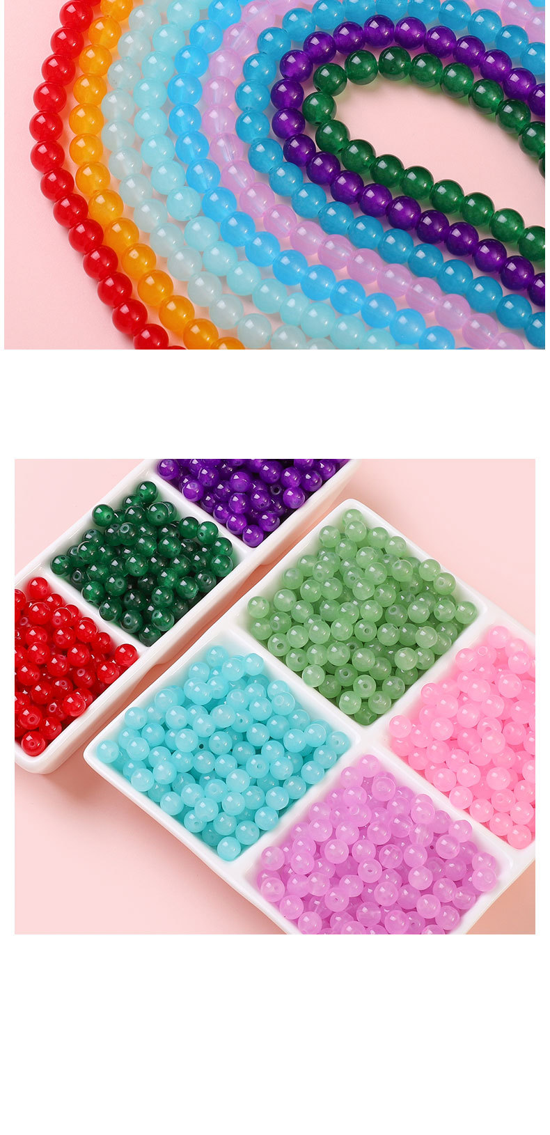 1 Set Diameter 6 Mm Diameter 8mm Hole 1~1.9mm Glass Solid Color Beads display picture 2