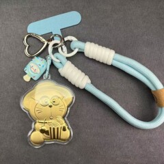 水贝足金999戴帽哆啦a梦创意挂饰爆款卡通批发手机挂钥匙扣车挂