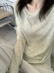 秋季薄款微透针织防晒罩衫女ins甜辣风长袖T恤宽松慵懒感百搭上衣