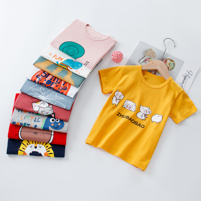 童装夏季中小童莱卡棉短袖 宝宝短袖女孩T恤男孩半袖儿童汗衫薄款