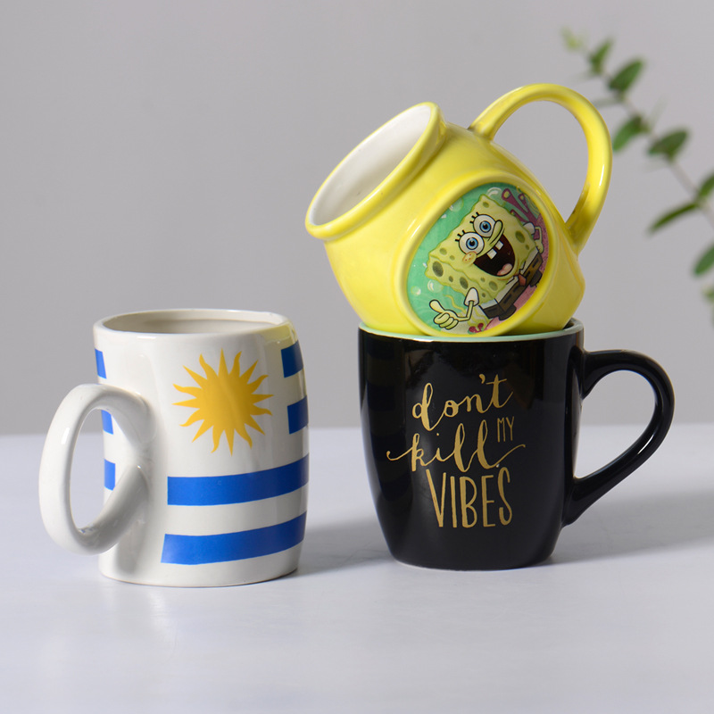 Korean wind ins lindo gordito muñeco de nieve taza de cerámica taza de agua de gran capacidad taza de desayuno con forma de calabaza de barriga grande