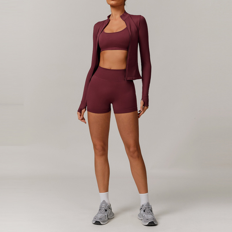沢創欧米シームレス美背ヨガ服セットランニング速乾ガードルトレーニング服セット女性7137|undefined