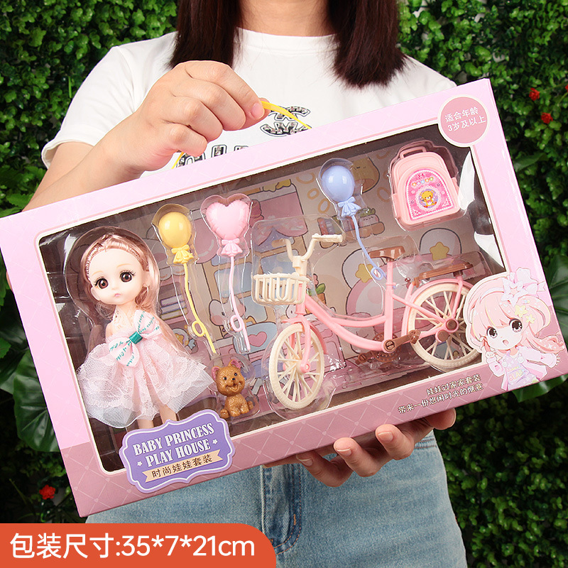 (35cm color box) bicycle-doll