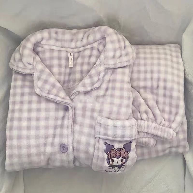 Al por mayor transfronterizo otoño y invierno calentamiento de pelusa pesada pijama de mujer encantadora cardigán con solapa ropa de hogar suave