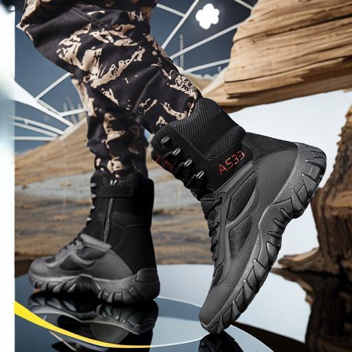 Amazon transfronterizo de alto tamaño botas tácticas transpirables al aire libre botas de combate resistentes al desgaste botas de entrenamiento de tropas especiales para hombres