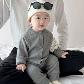 婴儿衣服秋冬款针织外出服新生男宝宝连体衣秋装超萌幼儿毛衣爬服
