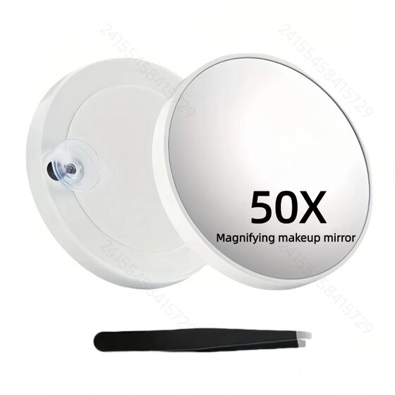 Manufacturer 40/50X Small Round Mirror Suction Cup Handheld Magnifying Makeup Mirror Portable High-Definition Beauty Auxiliary Portable Beauty