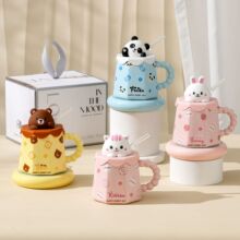 暖暖杯55度恒温杯ins风女生高颜值马克杯熊猫杯子可爱情侣陶瓷杯