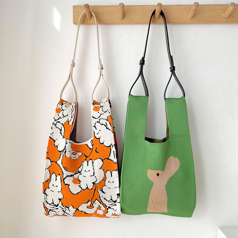 Festival de mediados de otoño lindo conejo de punto bolsa de hombro bolso de mano pastel de Luna bolso de embalaje de gran capacidad caja de regalo bolsa