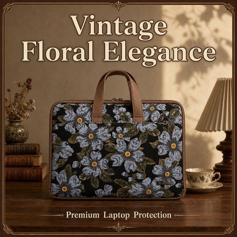 Retro-style embroidered full-open laptop handbag 14/ 16inch business lightweight and minimalist laptop bag Retro-style embroidered full-open laptop handbag 14/ 16inch business lightweight and minimalist laptop bag