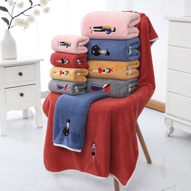 Coral fleece towel bath towel towel embroidered bath towel couple backpack large towel factory wholesale Coral fleece towel bath towel towel embroidered bath towel couple backpack large towel factory wholesale