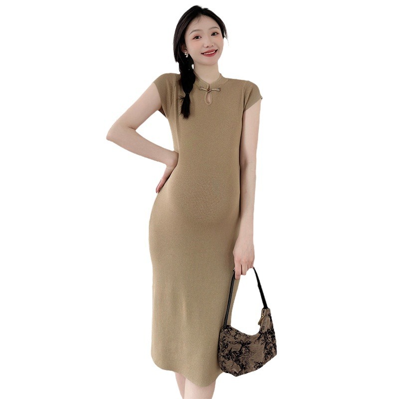 Fashionable elegant long summer cheongsam for pregnant