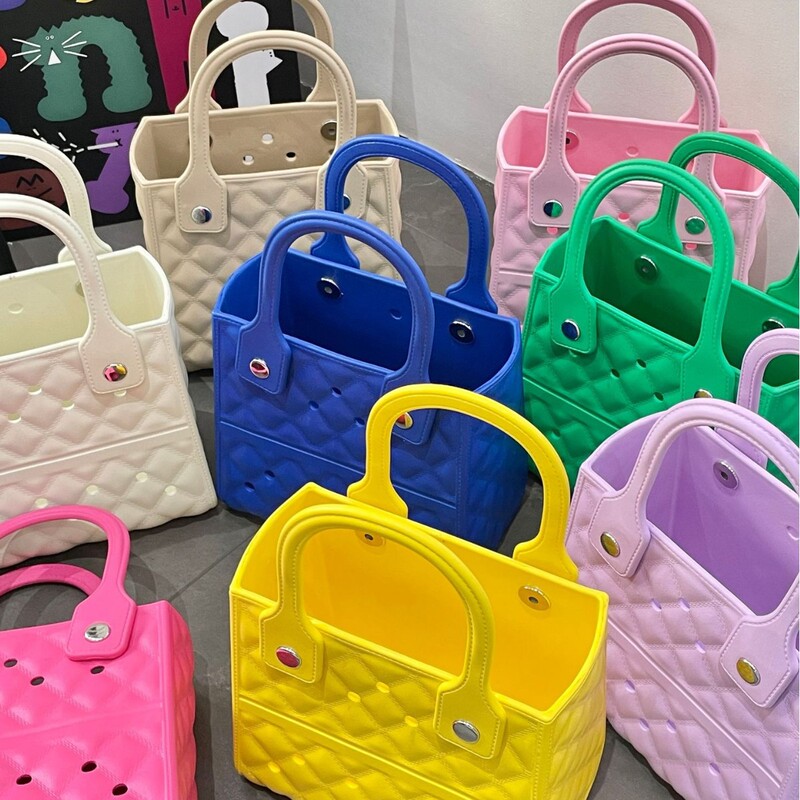 Foreign trade bag 2025 e-commerce fashion new beach waterproof small square bag EVA hole bag candy color handbag