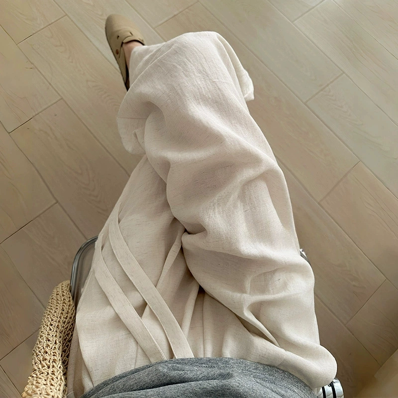 【现货+新款】天丝亚麻弯刀裤女2025夏季薄款亚麻裤垂感弯刀裤