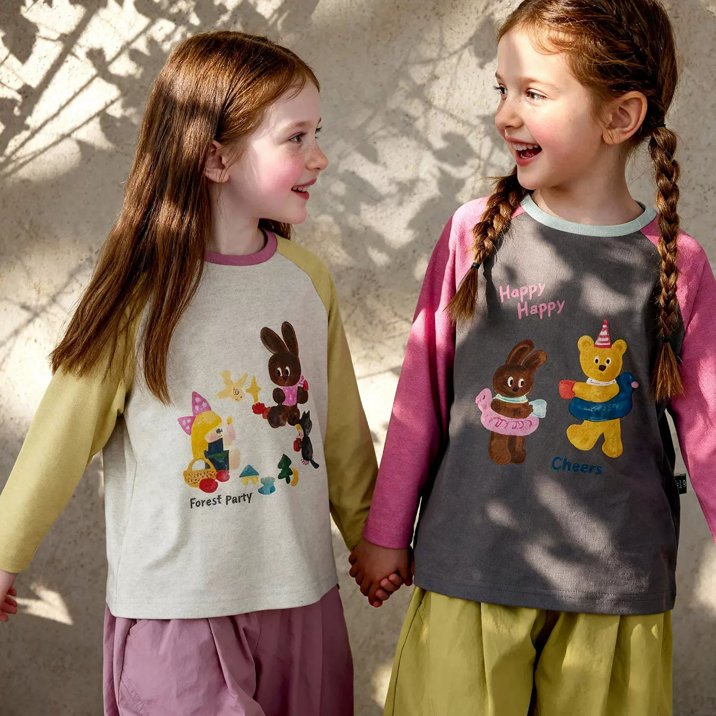 童贝童装2026年春季新款儿童T恤女童卡通插肩袖撞色拼接圆领长袖