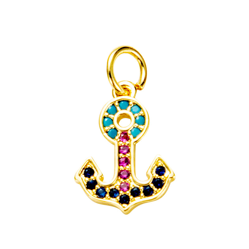 Nihaojewelry wholesale accessories star butterfly eye crown anchor lock copper zircon pendantpicture8