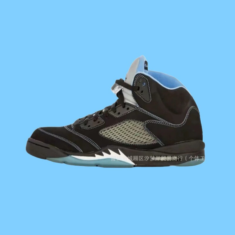 AJ5 Black Carolina UNC 2026, black North Carolina blue high-top retro basketball shoes, men's style AJ5 Black Carolina UNC 2026, black North Carolina blue high-top retro basketball shoes, men's style
