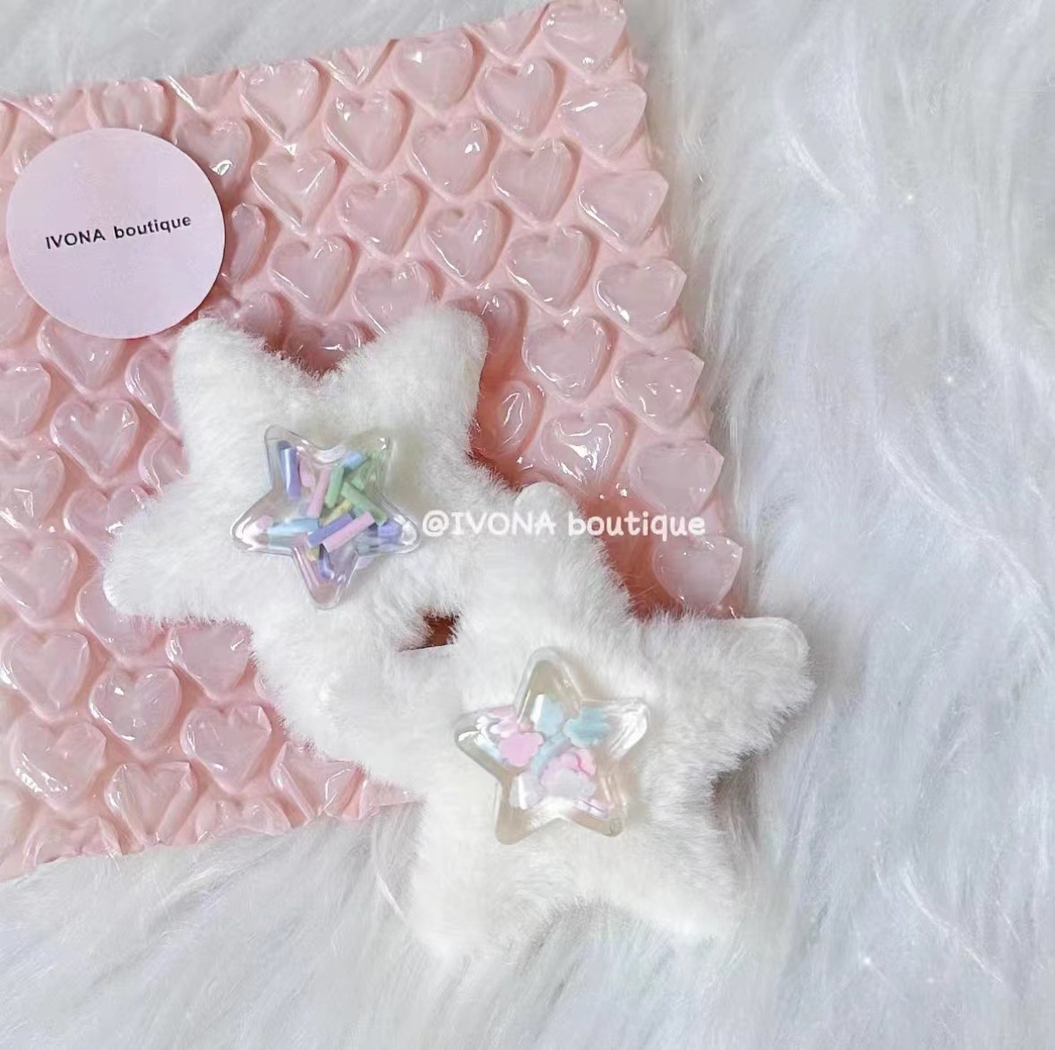 Original handmade Japanese Y2K sweet and cool style soft plush star hair clip