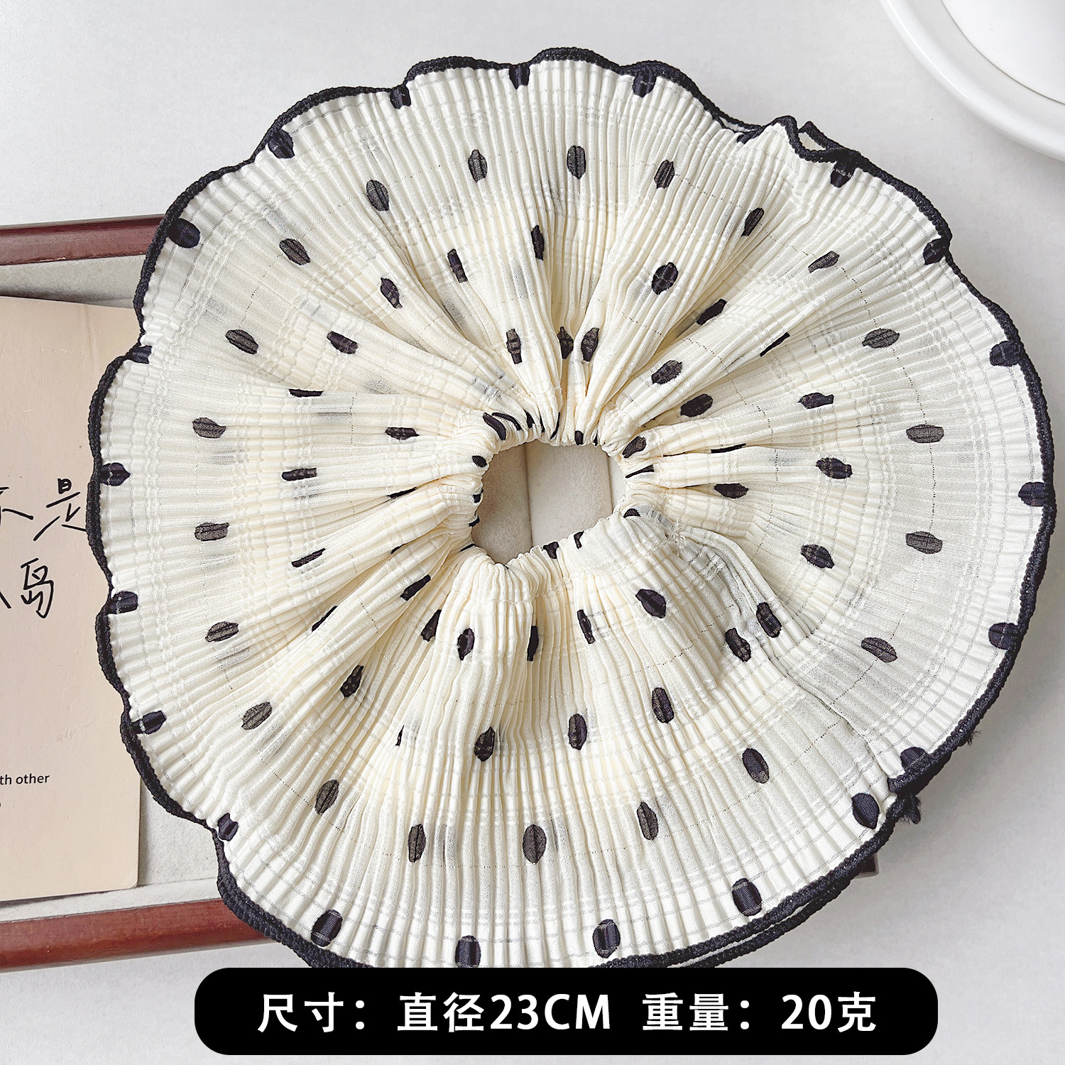 Punto de onda coreano, tela plisada de doble capa grande, lazo para el cabello de intestino grueso, temperamento simple, cuerda para el cabello, cuerda para el cabello, accesorios para el cabello 0211