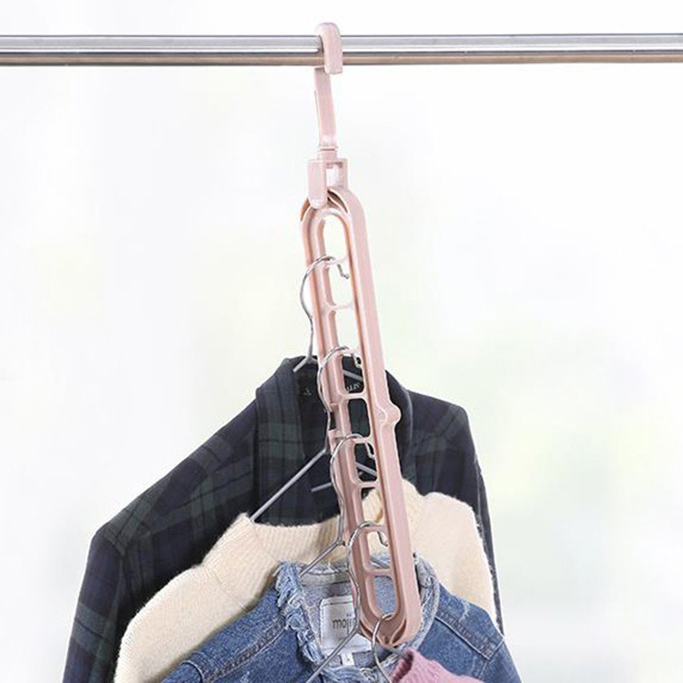 多機能九穴ハンガー箪笥収納神器掛け服滑り止めフック収納整理棚折りたたみ魔術衣|undefined