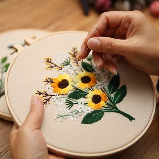 English embroidery diy material wrapping embroidery butterfly flower hanging painting Lu embroidery handmade cross-border novice needlework pendant