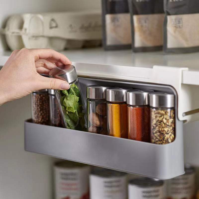 プラスチック調味料瓶収納棚厨房調味料瓶調味料箱吊り調味料缶製物棚家庭用穴なし|undefined