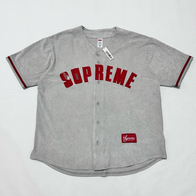 Sup Collaboration Baseball Uniform Set for Men, Short-Sleeve Embroidered Cardigan, New Trendy Street Style Jersey, American-Style Loose Fit Sup Collaboration Baseball Uniform Set for Men, Short-Sleeve Embroidered Cardigan, New Trendy Street Style Jersey, American-Style Loose Fit