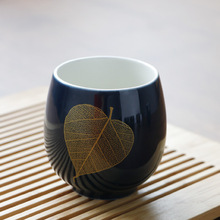 景德镇陶瓷茶杯单杯品茗杯家用主人杯子大容量中式古典霁兰大号玻
