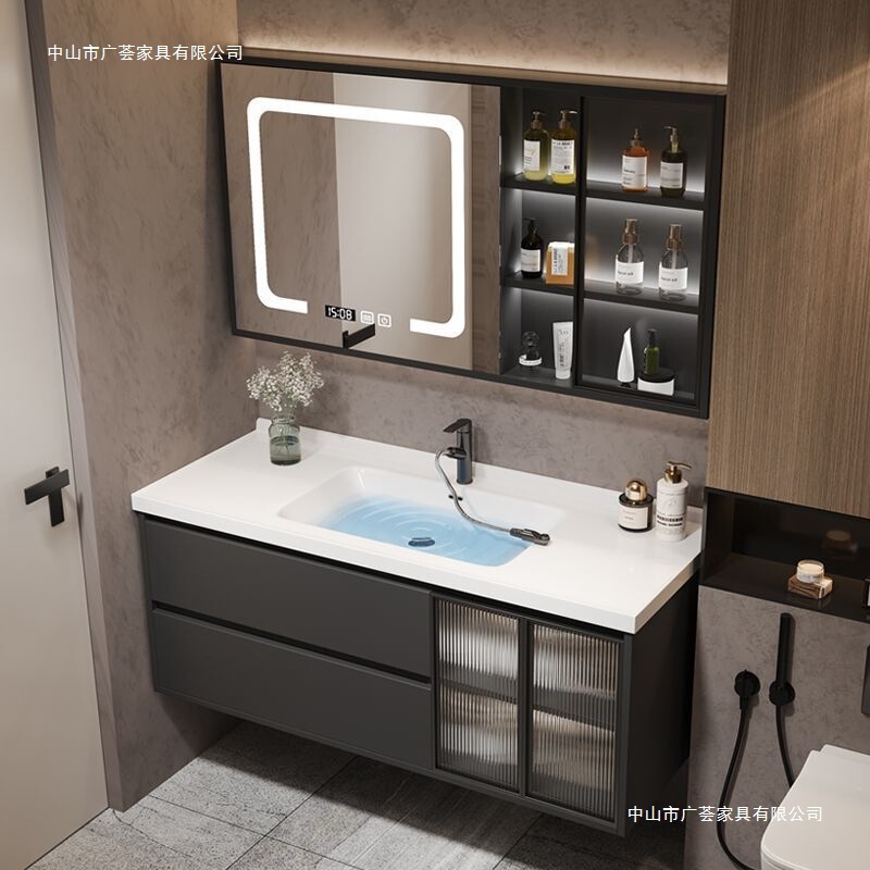 Kxh 浴室洗面台キャビネット組み合わせライト高級スマートバスルームキャビネットトイレ小型洗面台セラミック一体型|undefined