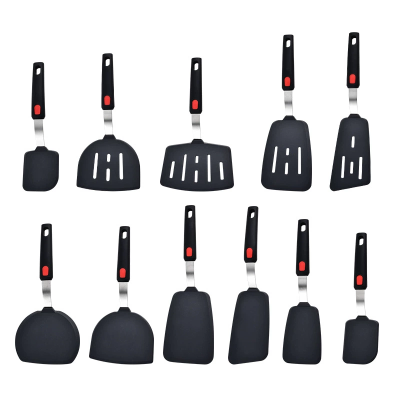 Silicone kitchenware, set stainless steel, handle, shovel → Силиконовые кухонные принадлежности, набор из нержавеющей стали, ручка, лопатка