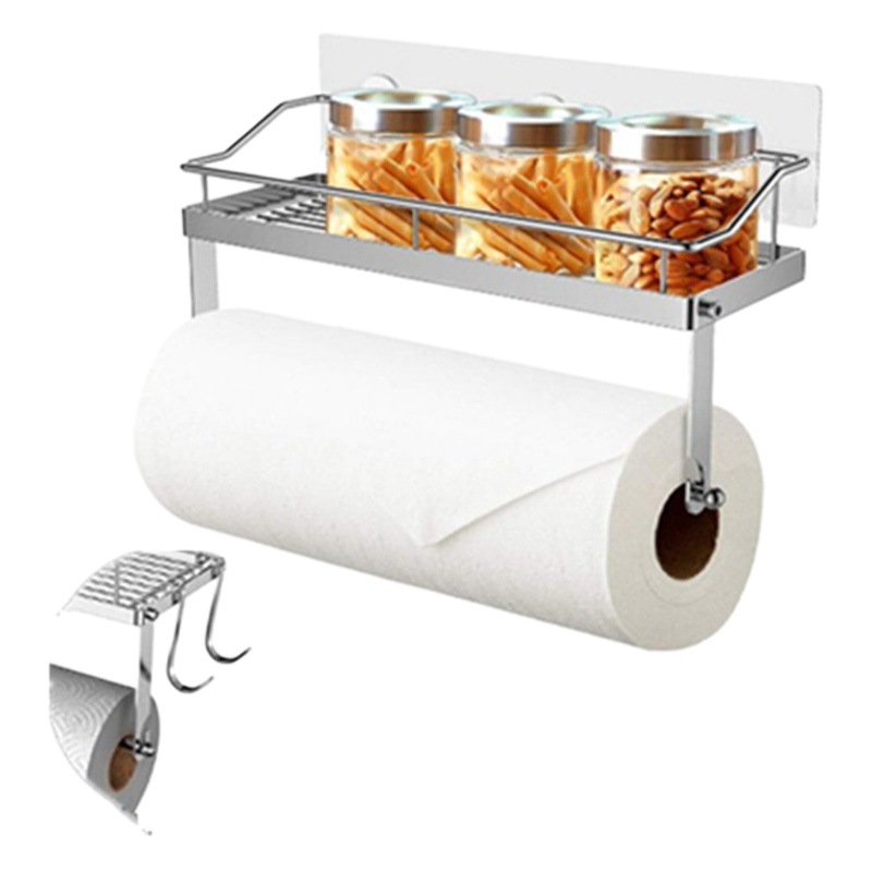 Suministro directo de fábrica Punch-libre baño adhesivo de acero inoxidable de almacenamiento en rack titular de tejido de cocina