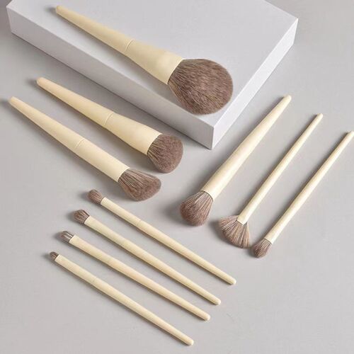 Ten makeup brush set, small milky white zero degree makeup brush, highlight brush, eye shadow brush, soft zero degree beauty tool