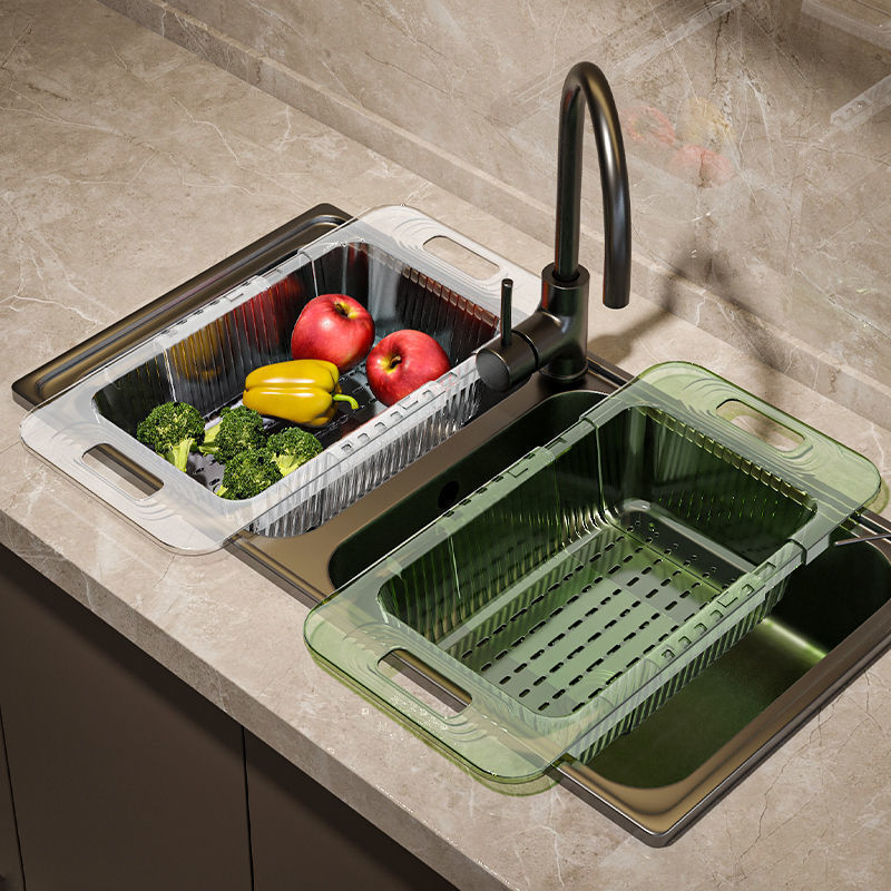 kitchen Telescoping Drain shelf household Trays Leach basket water tank Sieve basket Plastic Rack Storage rack Shelf